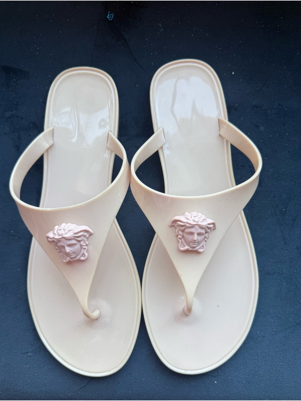 Authentic Versace Nude Pink Medusa Jelly Thong Sandals Never Worn (NO BOX)